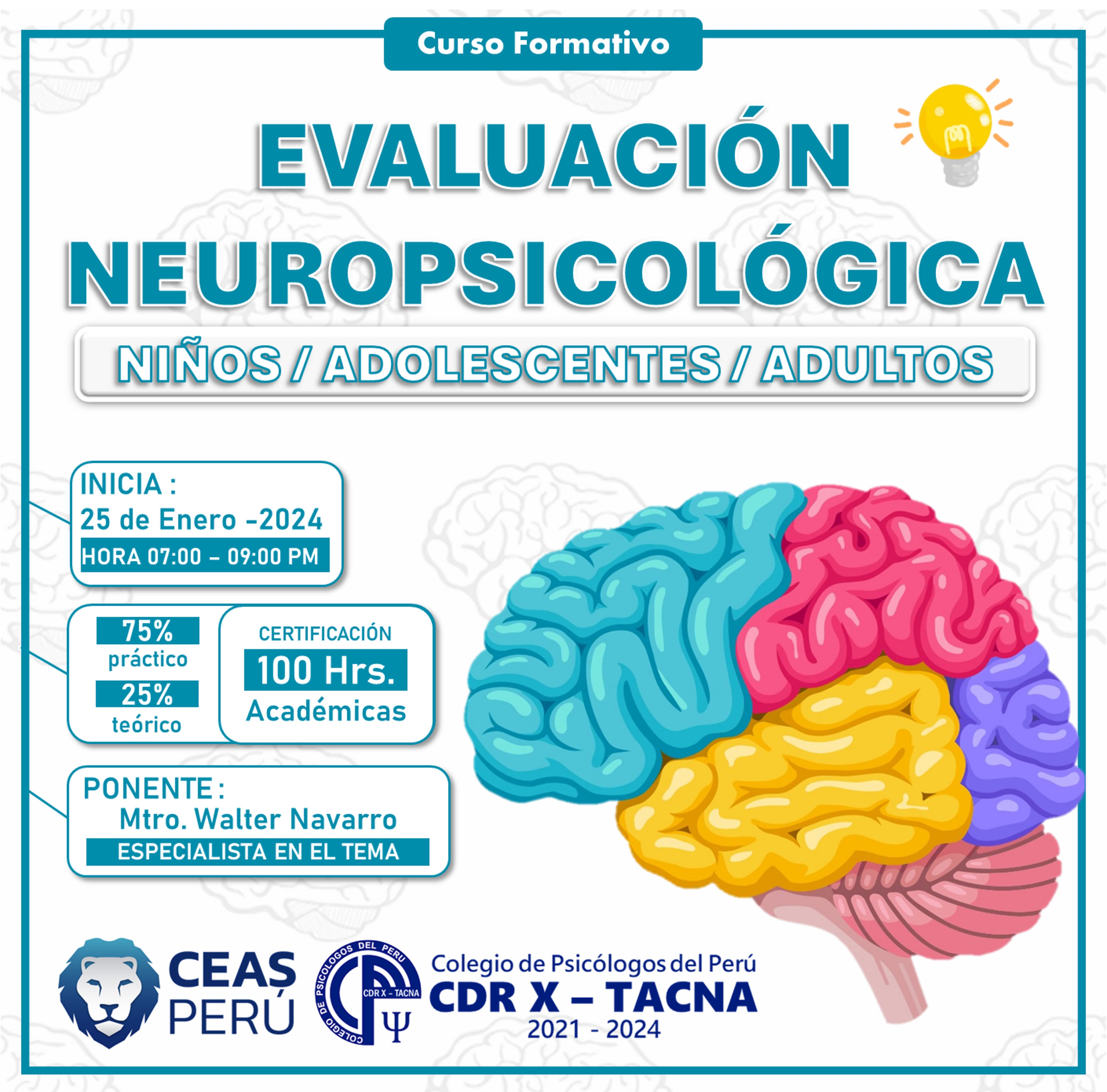 Course Image EVALUACIÓN NEUROPSICOLÓGICA NIÑOS / ADOLESCENTES / ADULTOS 